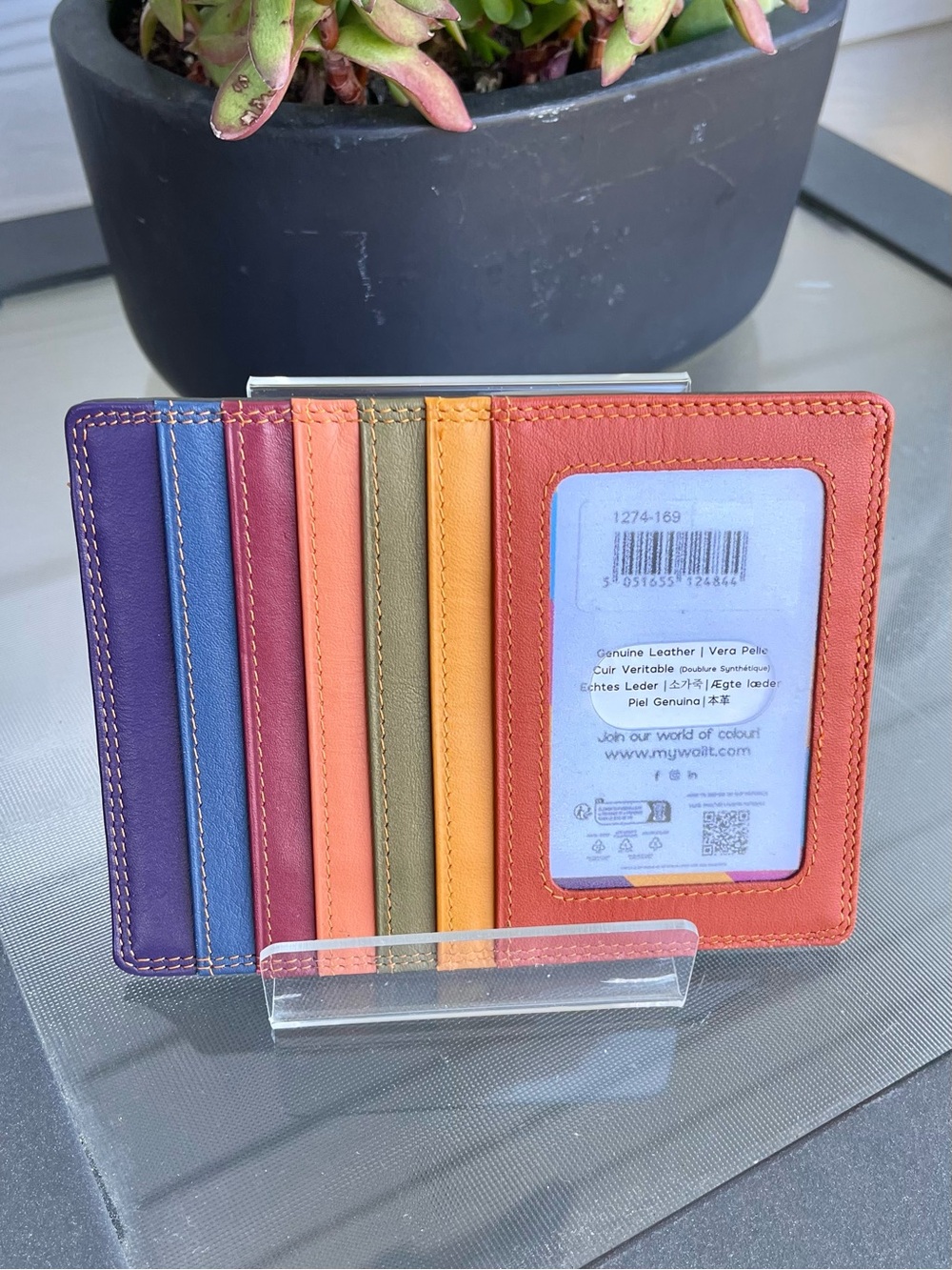 NWT MyWalit Continental Style Slider Leather Credit Card Case in Luca Multi